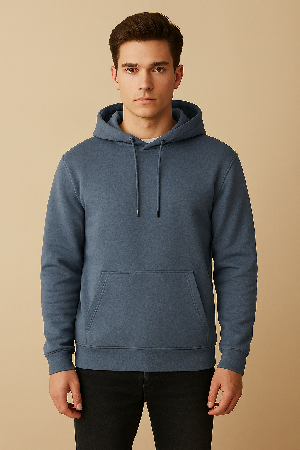 Men’s Steel Blue Premium Fleece Hoodie – Minimalist Pullover Hoodie for Everyday Comfort