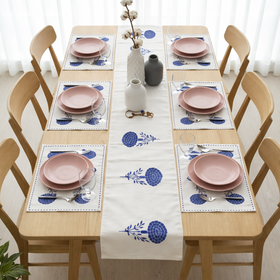 Blue Lotus Dreamscape Table Runne with Mats