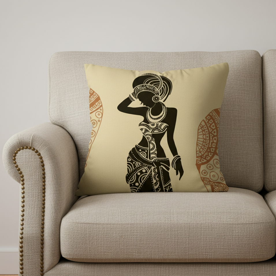 African Beige Cushion Covers Pack of 3