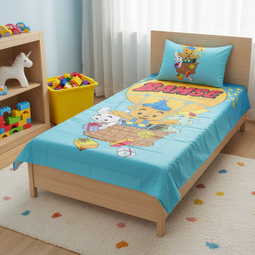 Bamse and Friends Hot Air Balloon Kids Bedsheet Single