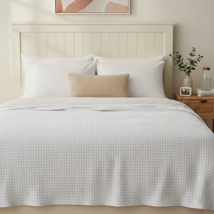 Viscos Cotton Thermal Blanket White