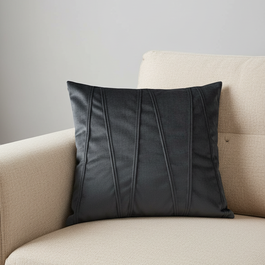 Black Ridge Velvet Cushion Cover