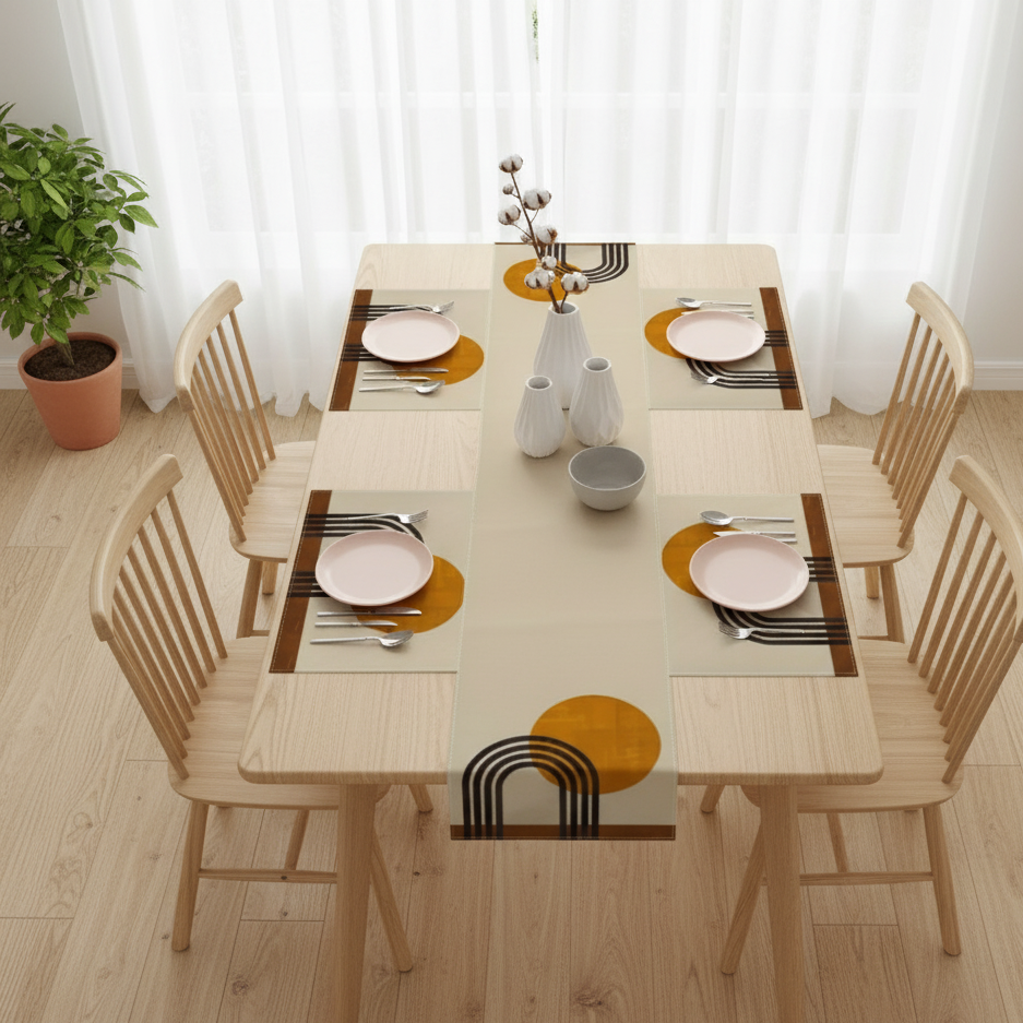 Abstract Art Table Runner With Mats