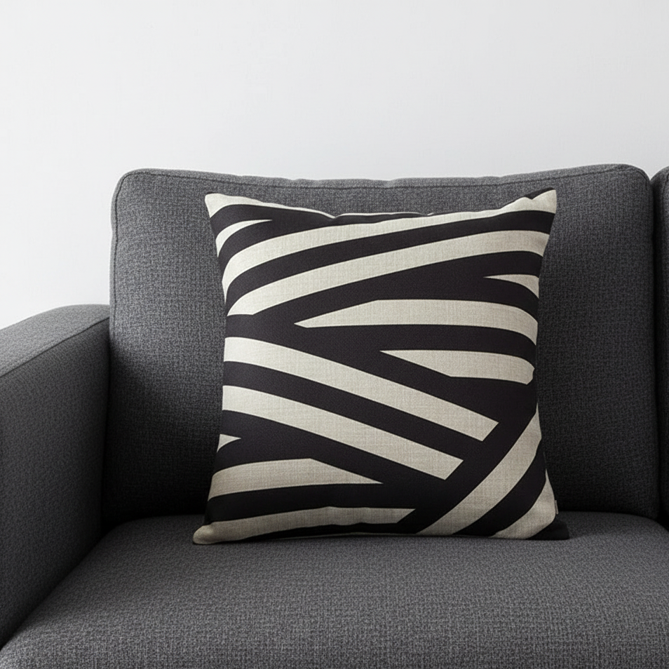 Linen Black and White Cushion Covers Pack of 4