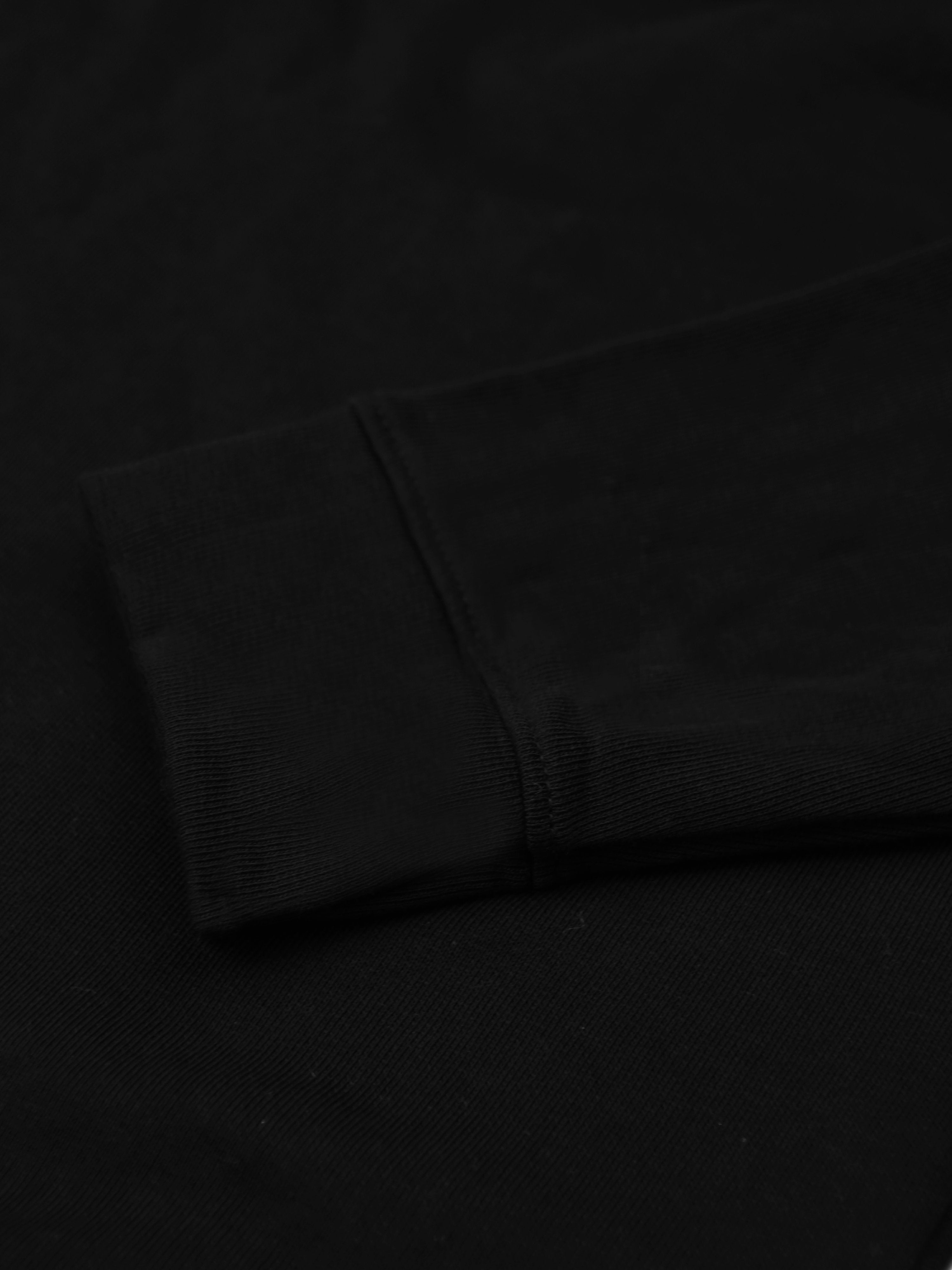 P&B Crew Neck Terry Fleece Sweatshirt For Men-Black-RT2132