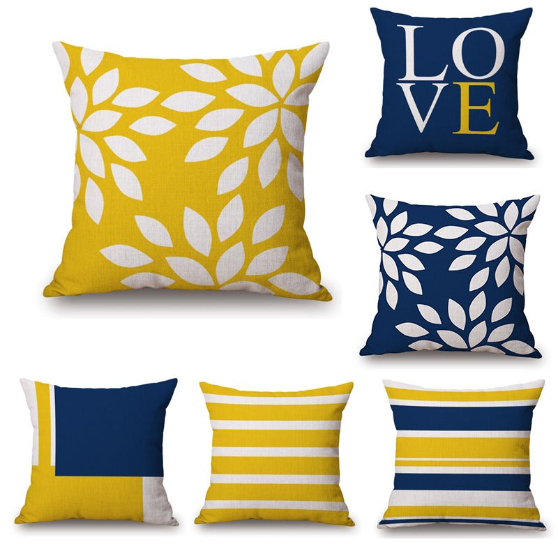 Blue & Yellow Cushion Covers Pack of 6