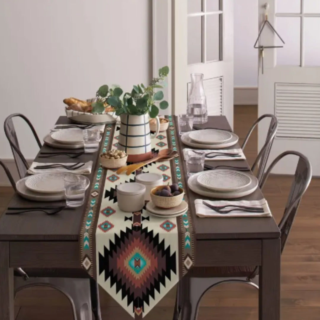 Brown Teal Southwest Table Runner