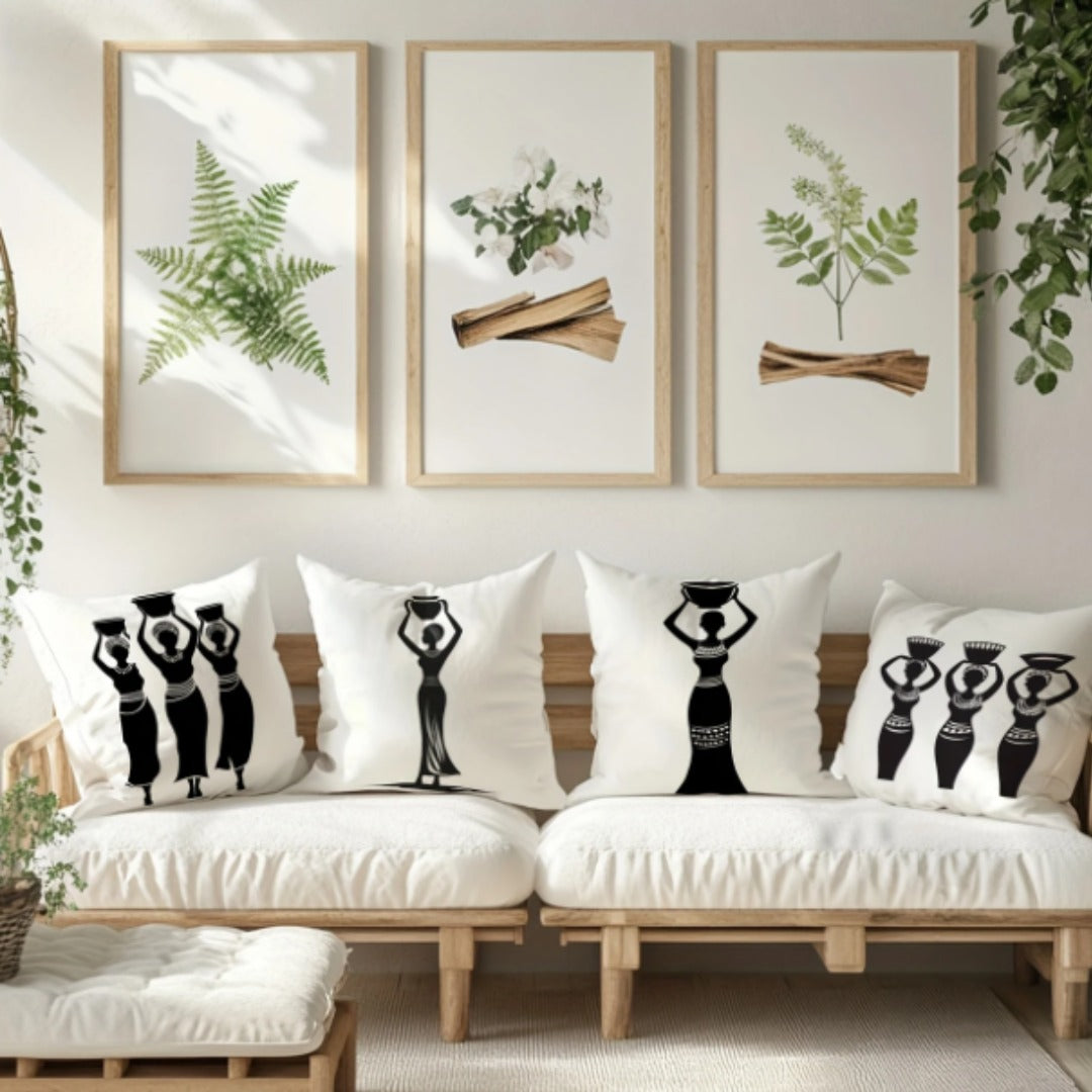 African Tribal Women Throw Pillow Covers Pack Of 4