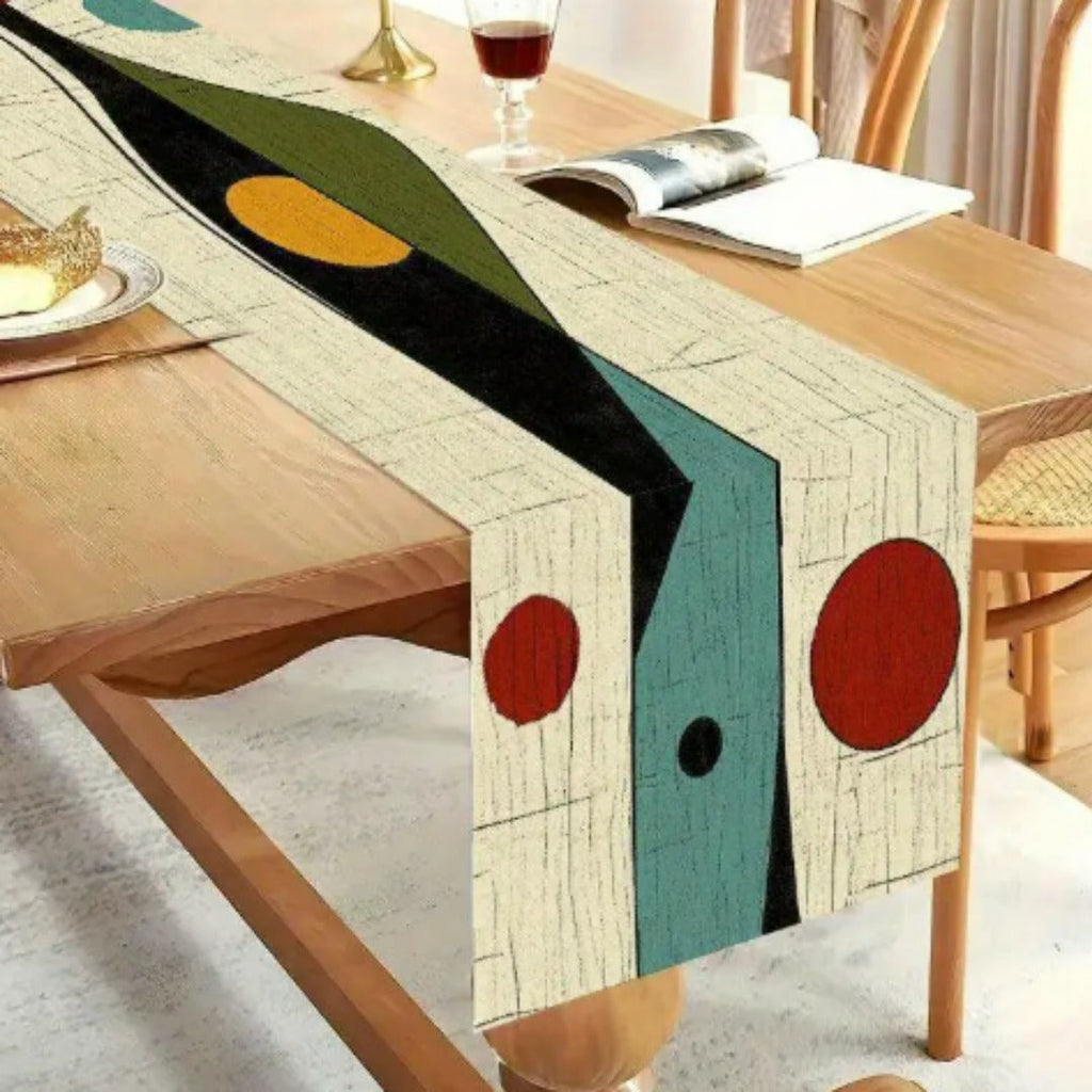 Chic Geometric Linen Table Runner