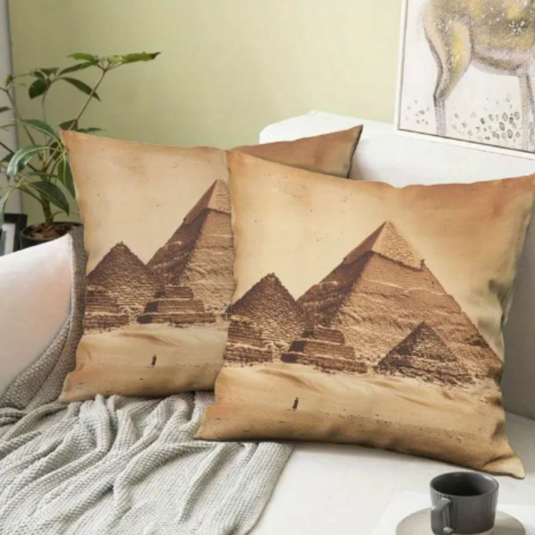 Vintage Great Pyramid Egypt Cushion Cover Pack Of 2