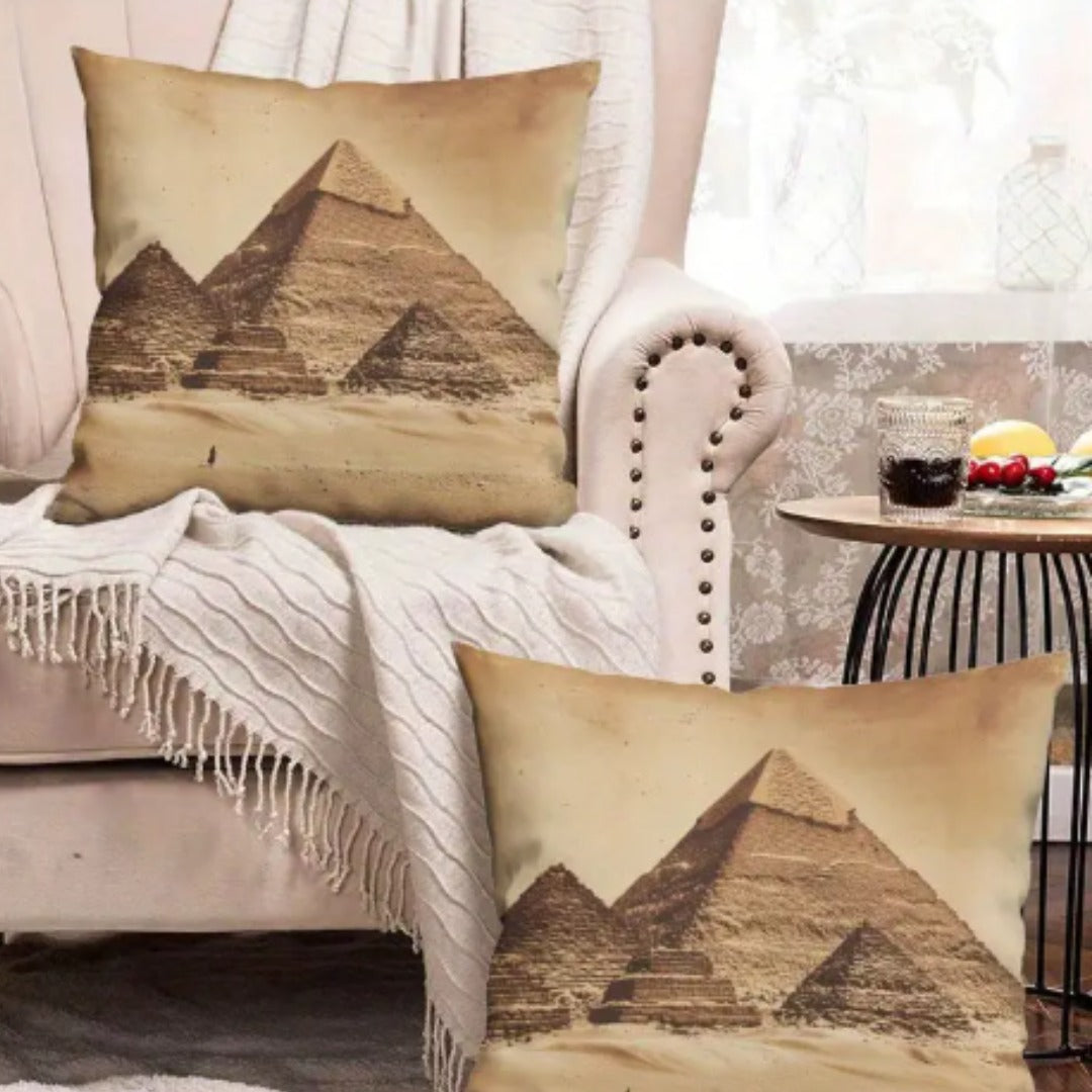 Vintage Great Pyramid Egypt Cushion Cover Pack Of 2