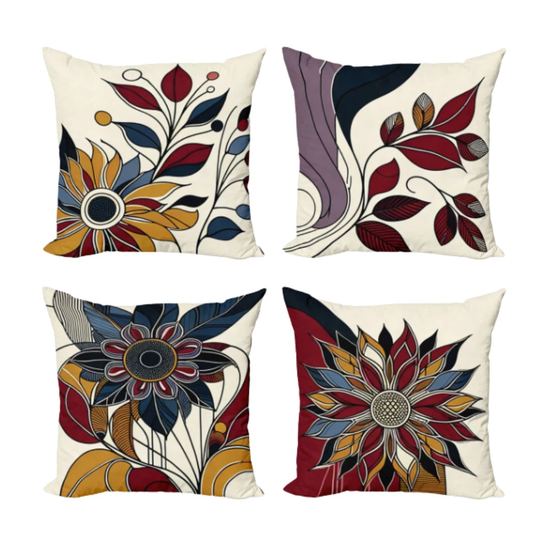 Ambesonne Floral Cushion Cover Set Of 4