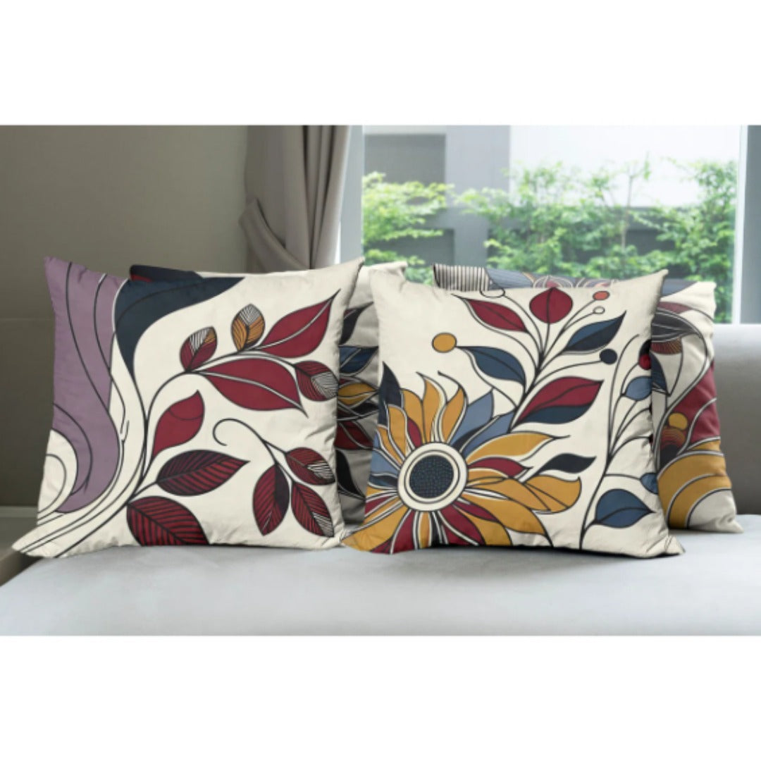 Ambesonne Floral Cushion Cover Set Of 4