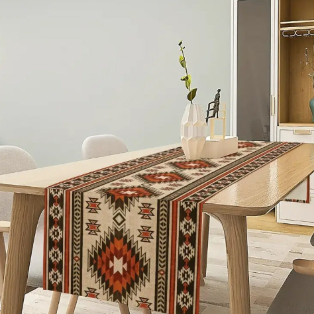 DOKRIY Ethnic Tribal Aztec Table Runner