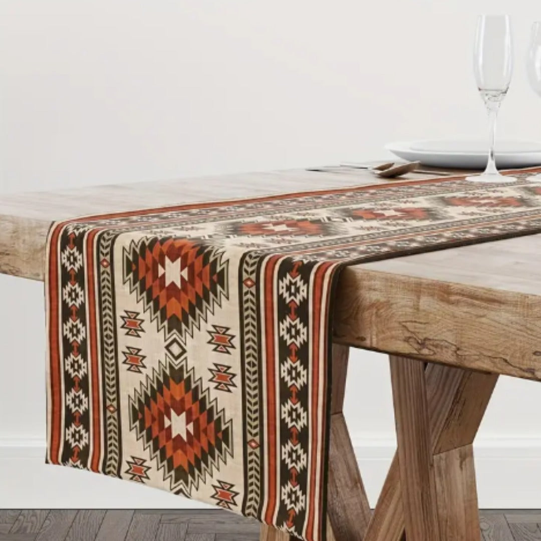 DOKRIY Ethnic Tribal Aztec Table Runner