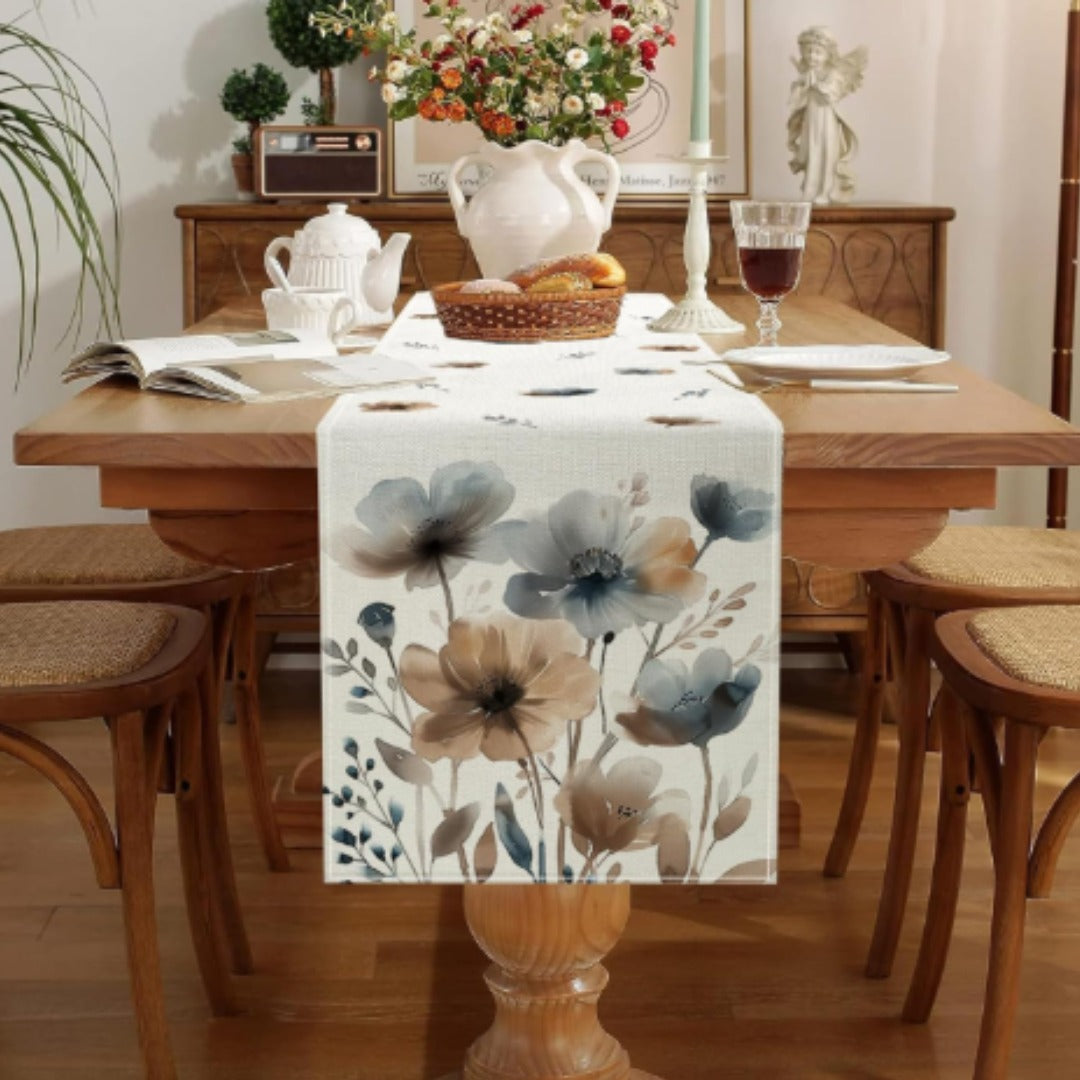 Watercolor-Inspired Botanical Table Runner
