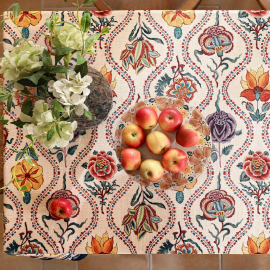 Blush Rose & Cornflower Garden Table Cover