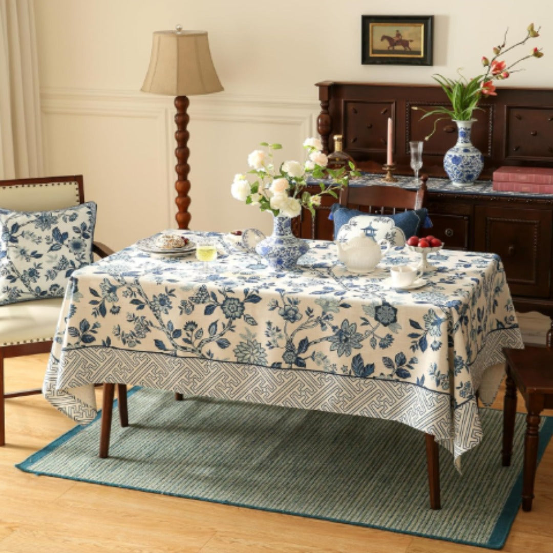 Classic Blue & White Heritage Table Cover