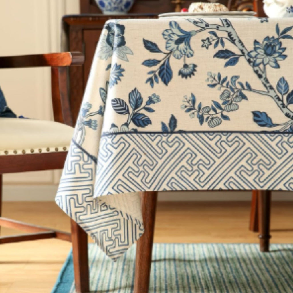 Classic Blue & White Heritage Table Cover