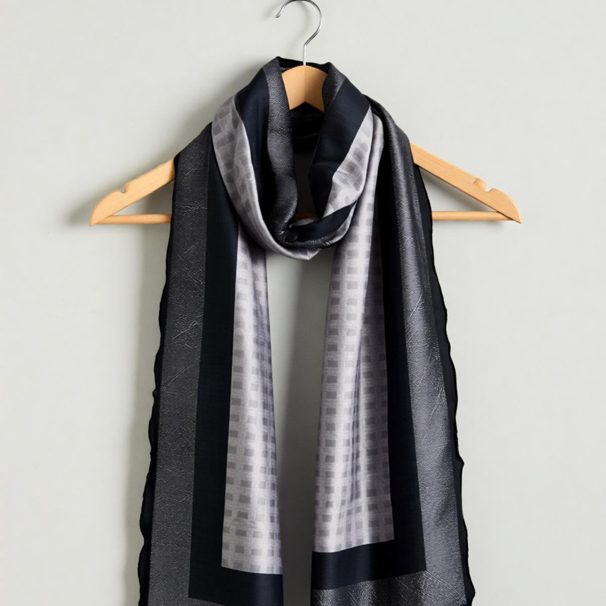 Black Strip Silk Scarf