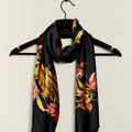 Black Silk Floral Scarf Silk Scarf
